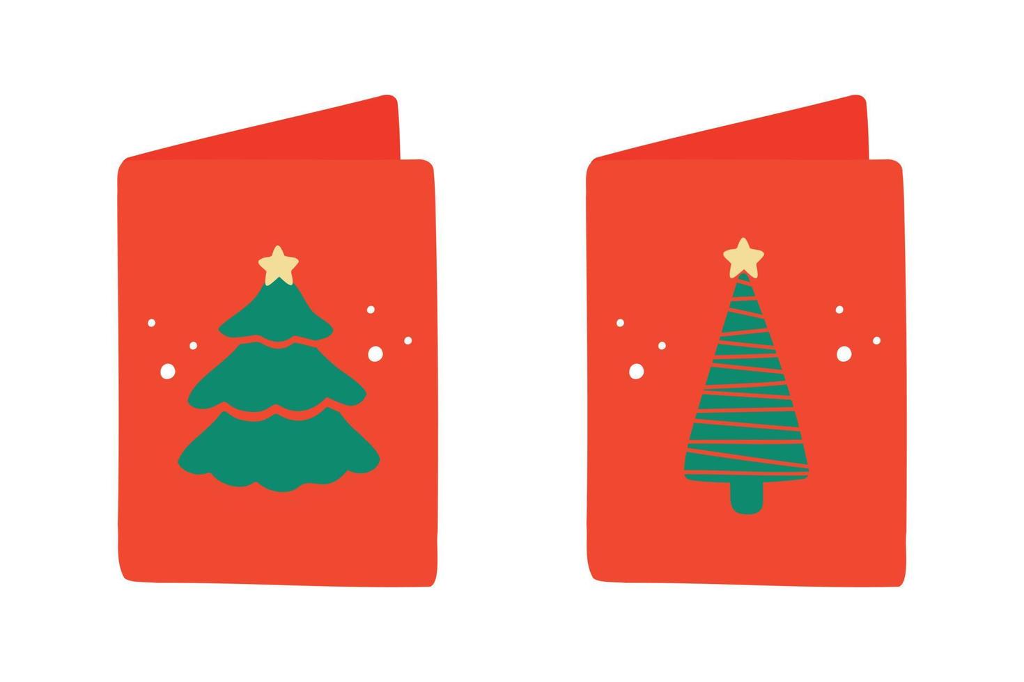 einzelne handgezeichnete neujahrs- und weihnachtsgeschenkkarte mit tannenbaum. vektorillustration für grußkarten, poster, aufkleber und saisonales design. vektor