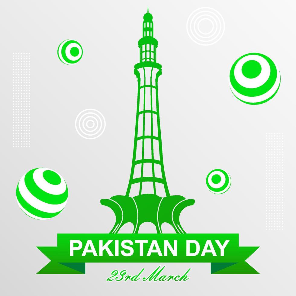 minar e pakistan dag lahore 23 Mars fyrkant social media posta baner mall bakgrund design vektor