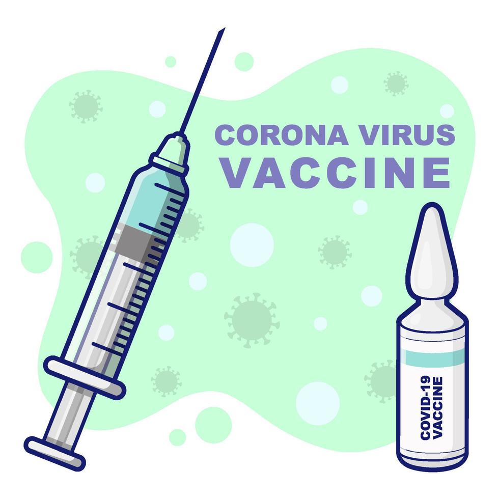 covid 19 korona virus vaccin organisk platt tecknad serie stil flaskor och spruta hygien vektor illustration design