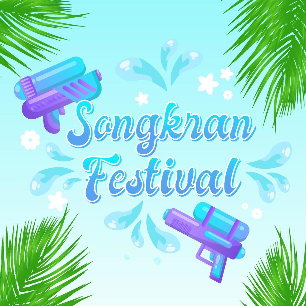 songkran thailand festival bunt quadratisch social media banner wasserspritzer design tropischer hintergrund vorlagendesign vektor