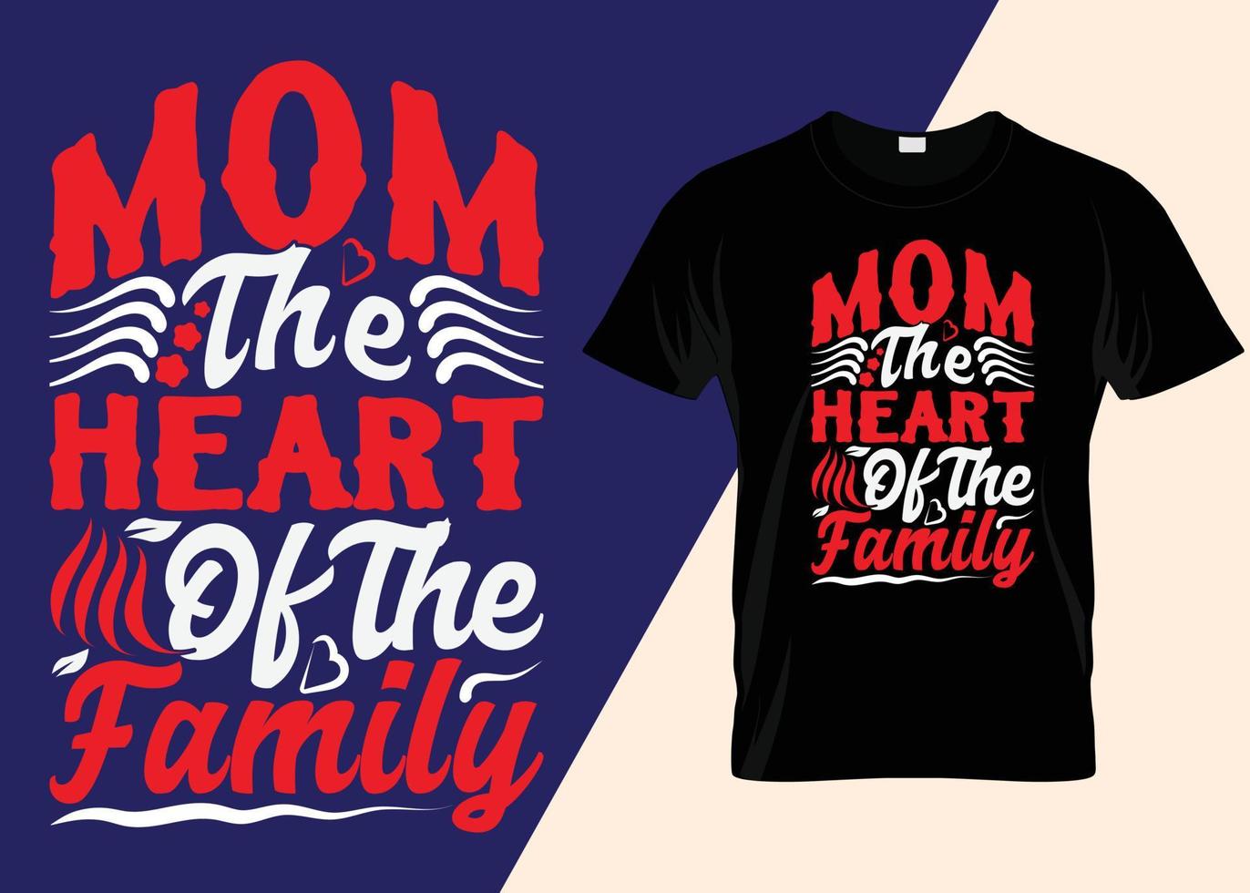 Mama das Herz des Familientypografie-T-Shirt-Designs vektor