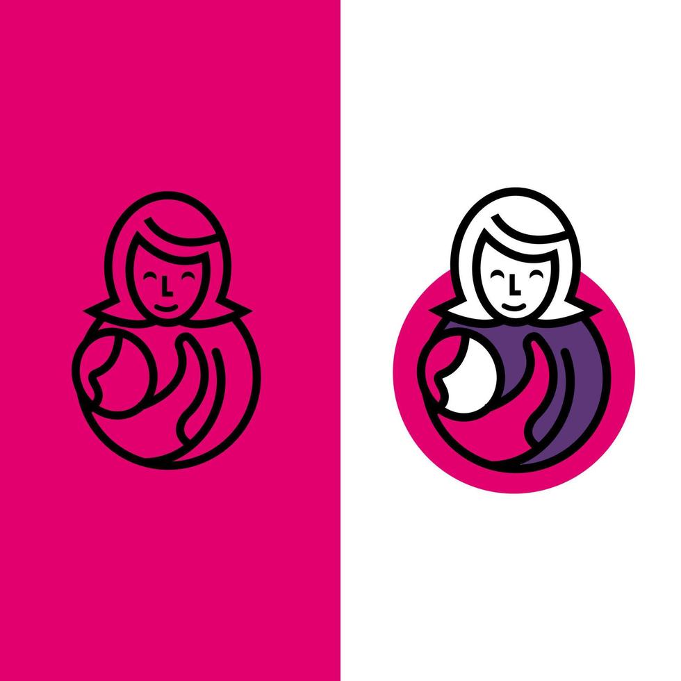 härlig mor mamma och bebis logotyp vektor grafisk begrepp illustrationer