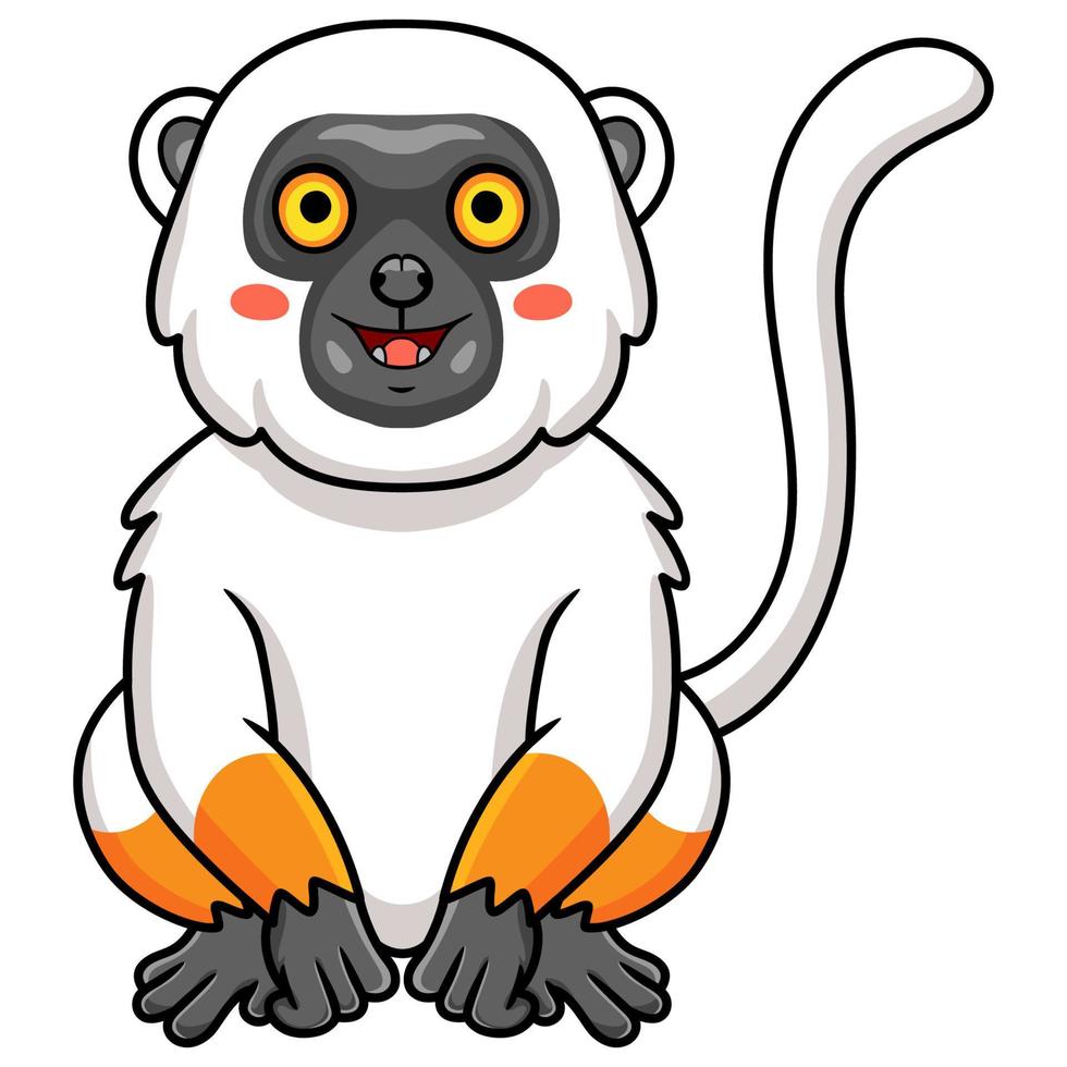 söt Sifaka lemur apa tecknad serie Sammanträde vektor