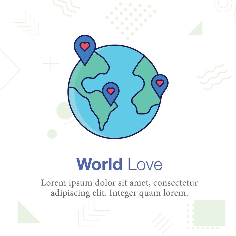 värld kärlek, klot, Karta, plats vektor ikon illustration
