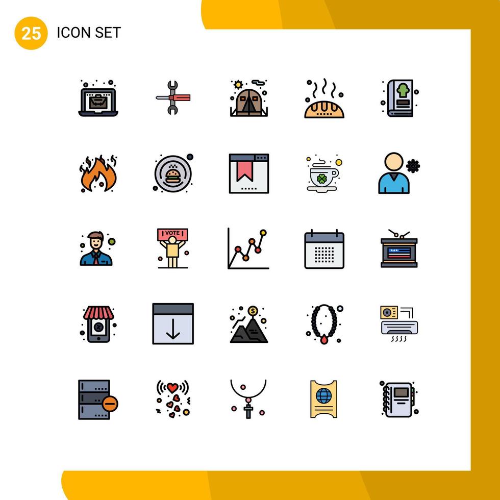 uppsättning av 25 modern ui ikoner symboler tecken för bok ger verktyg tack tält redigerbar vektor design element