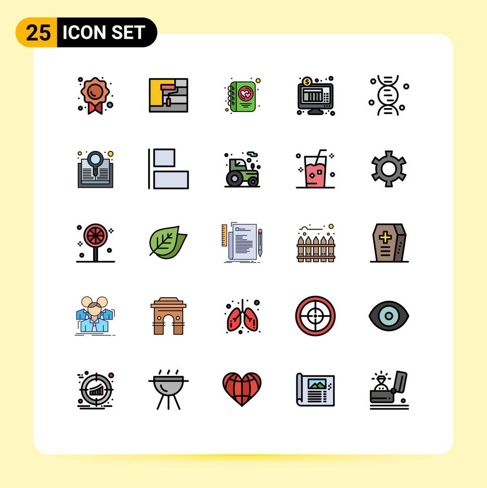25 kreative Symbole moderne Zeichen und Symbole der Forschung Online-Banking-Tagebuch Internet-Banking-Banking editierbare Vektordesign-Elemente vektor