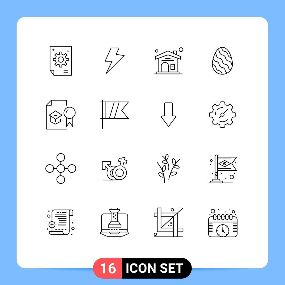 mobil gränssnitt översikt uppsättning av 16 piktogram av utbildning certifikat Hem vår påsk redigerbar vektor design element