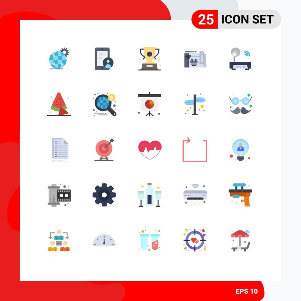 25 tematiska vektor platt färger och redigerbar symboler av enhet fest användare födelsedag pris- redigerbar vektor design element