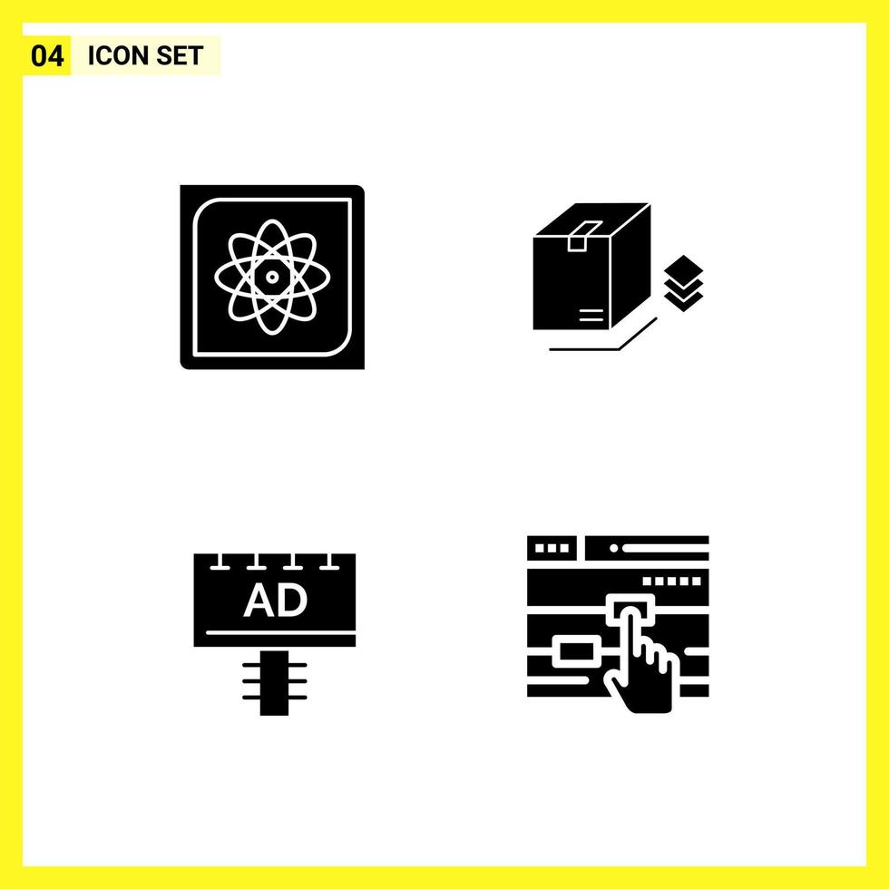 4 Symbolsatz einfache solide Symbole Glyphenzeichen auf weißem Hintergrund für Website-Design, mobile Anwendungen und Printmedien vektor