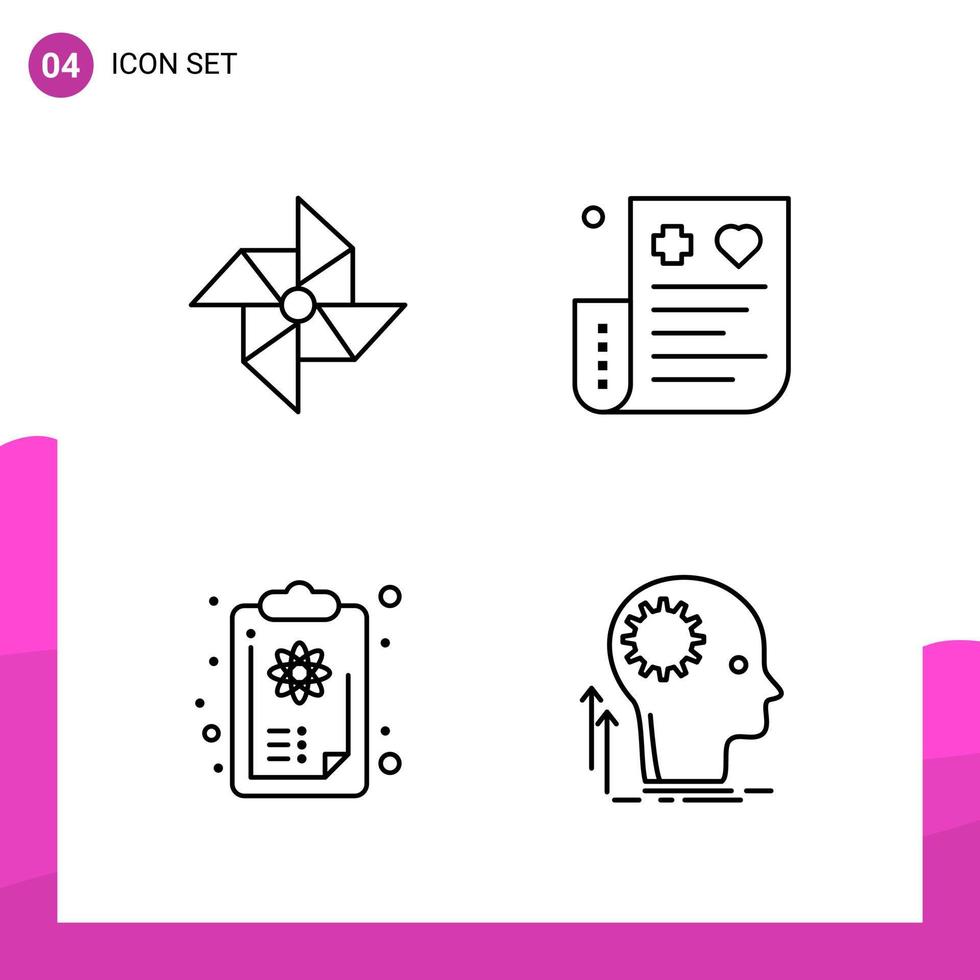 Outline Icon Set Packung mit 4 Zeilensymbolen isoliert auf weißem Hintergrund für reaktionsschnelles Website-Design, Druck- und mobile Anwendungen vektor