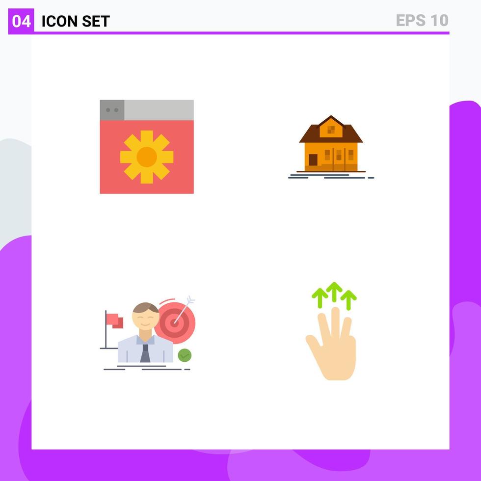packa av 4 modern platt ikoner tecken och symboler för webb skriva ut media sådan som webb träffa Hem verklig egendom Framgång redigerbar vektor design element