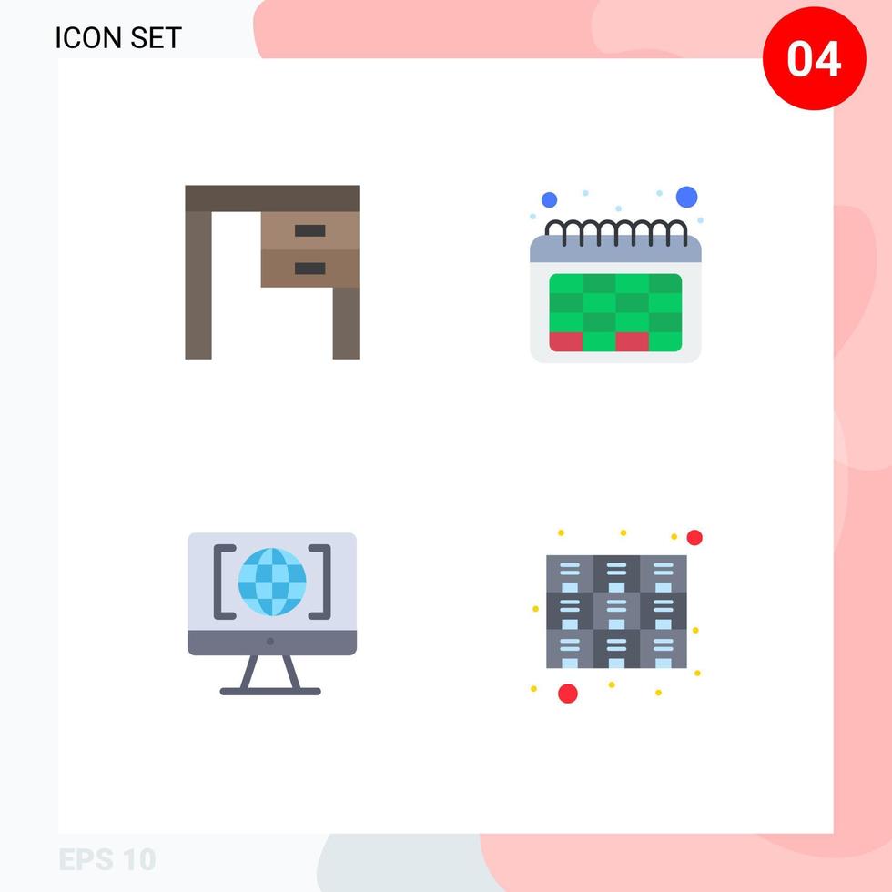 Lager Vektor Icon Pack mit 4 Zeilen Zeichen und Symbolen für Dekor Internet Interieur Datum groß Denken Sie editierbare Vektordesign-Elemente