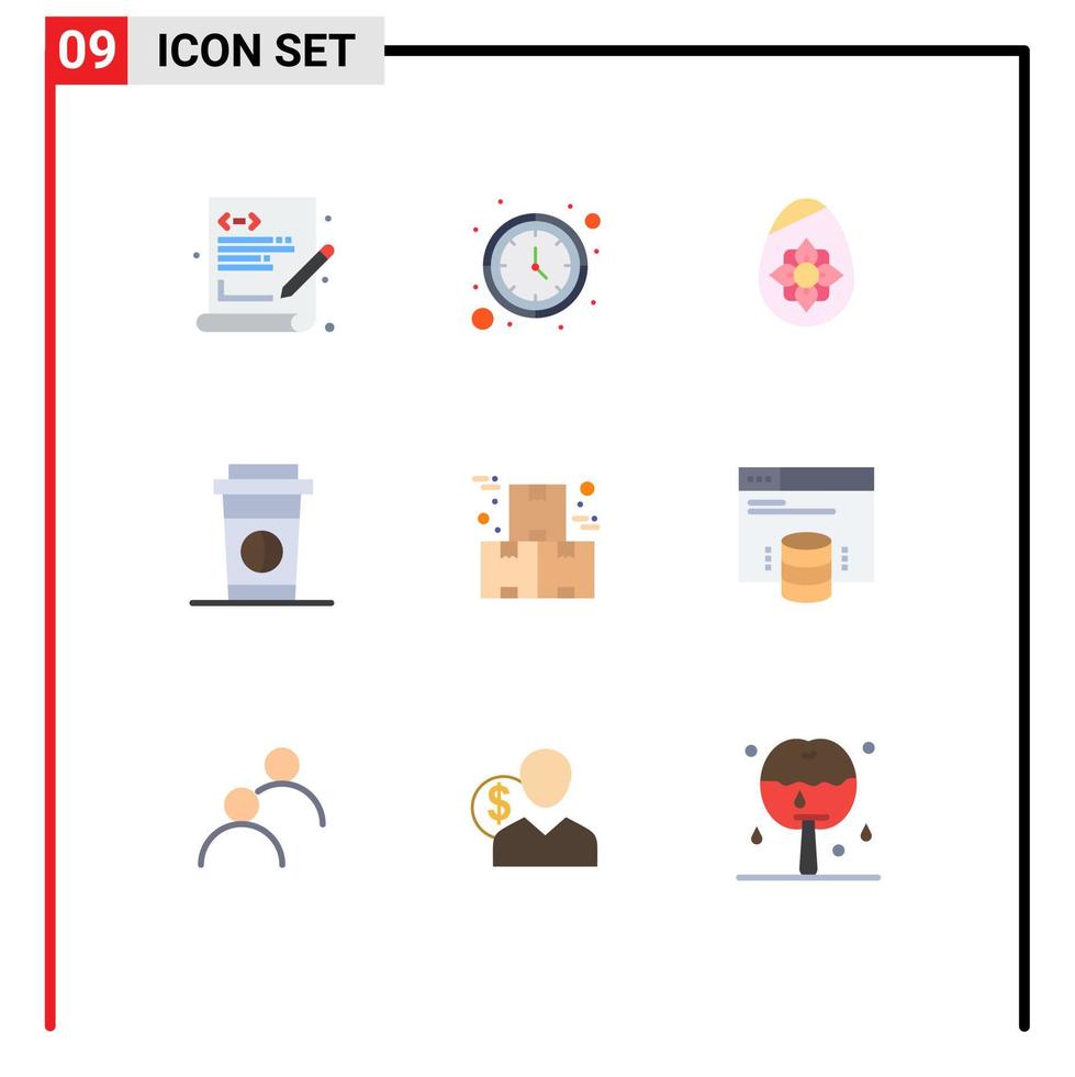 Stock Vector Icon Pack mit 9 Zeilenzeichen und Symbolen für die Industrie Box Dekoration Lebensmittel Kaffee editierbare Vektordesign-Elemente
