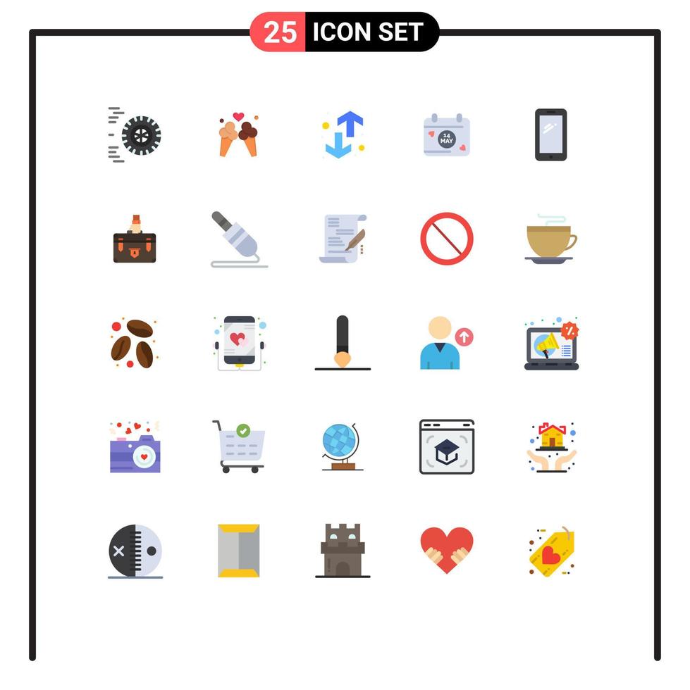 uppsättning av 25 kommersiell platt färger packa för mobil telefon ner dag kalender redigerbar vektor design element