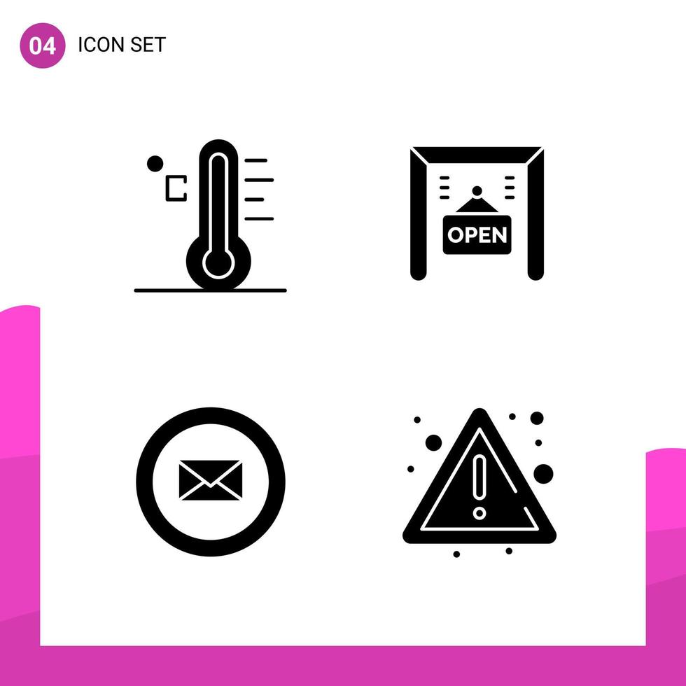 Glyphen-Icon-Set-Paket mit 4 soliden Icons isoliert auf weißem Hintergrund für reaktionsfähige Website-Design-Druck- und mobile Anwendungen vektor