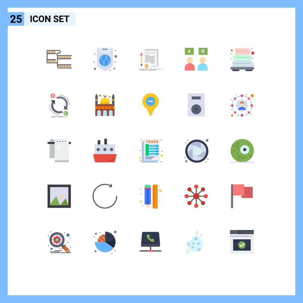 mobil gränssnitt platt Färg uppsättning av 25 piktogram av uppvärmning qa certifikat uppkopplad svar redigerbar vektor design element