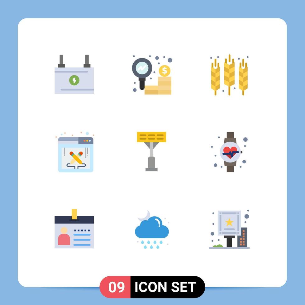 uppsättning av 9 modern ui ikoner symboler tecken för konstruktion programvara lantbruk design arbete spannmål redigerbar vektor design element