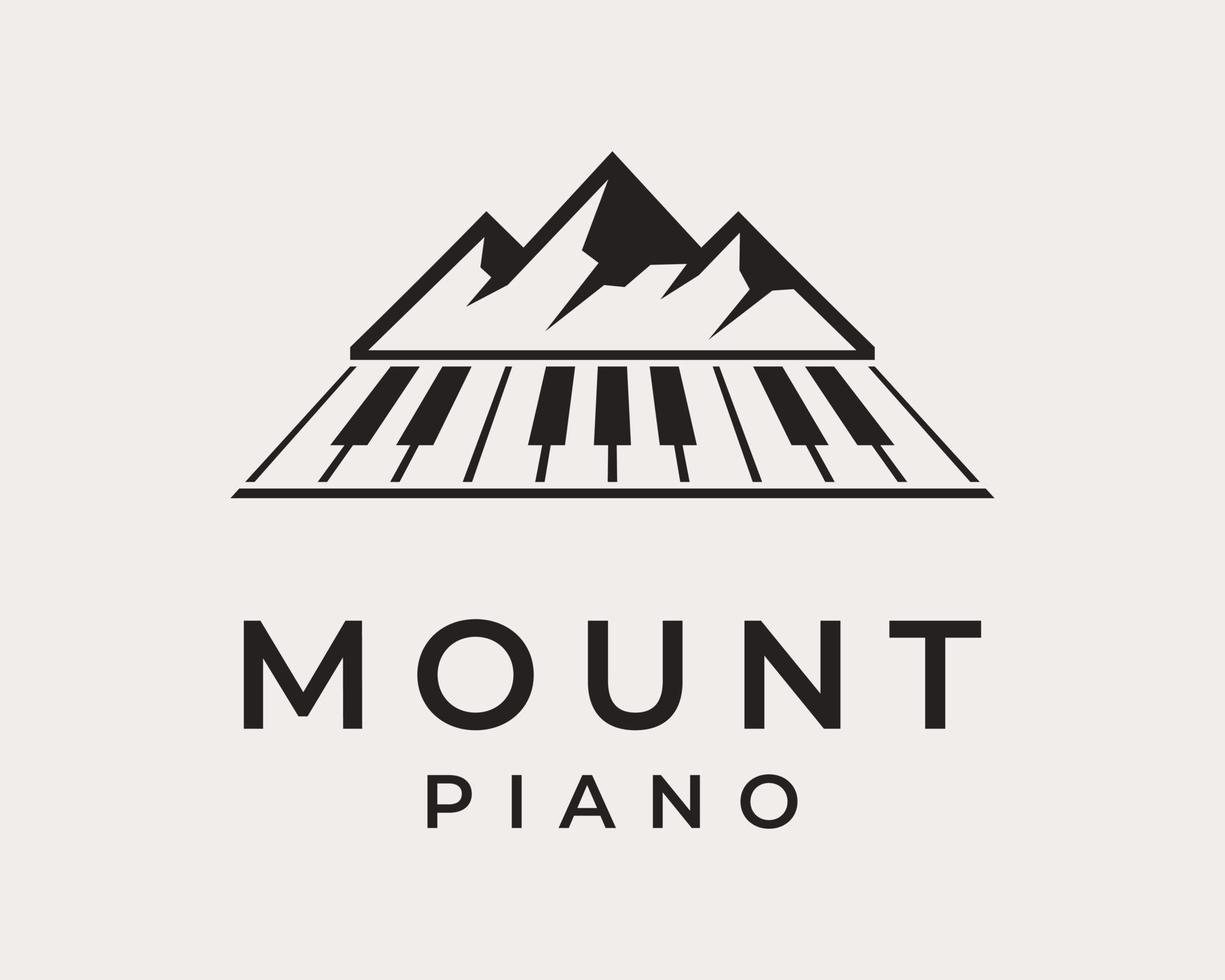 Mountain Piano Musical Peak Hill Rock Top Pianist Orchester Konzert klassisches Vektor-Logo-Design vektor