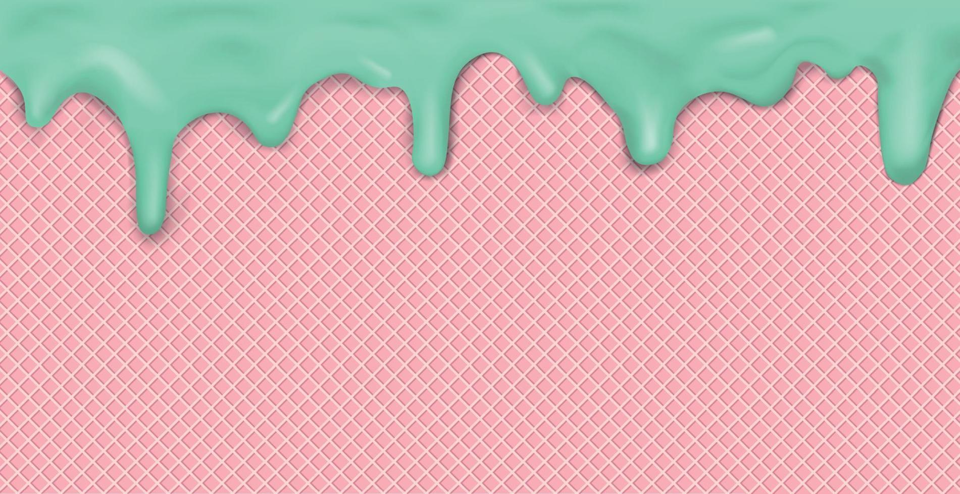 ljuv sömlös panorama- is grädde mönster med droppande rosa glasyr och rån textur - vektor