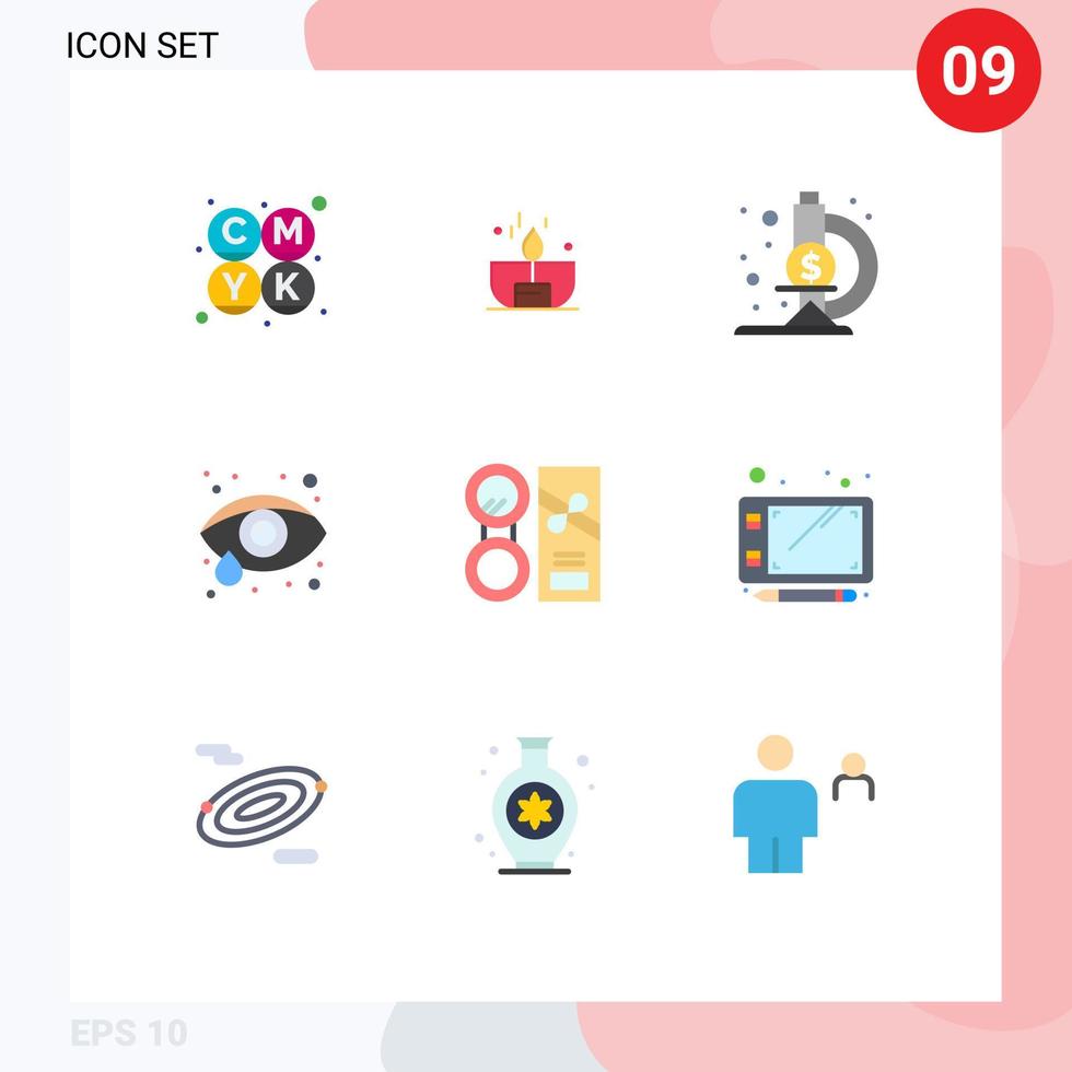 9 tematiska vektor platt färger och redigerbar symboler av göra skönhet laboratorium göra upp öga hälsa redigerbar vektor design element