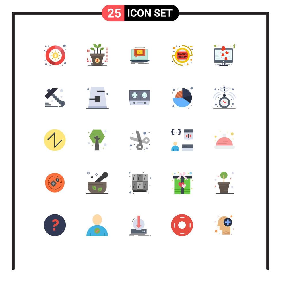 25 universell platt Färg tecken symboler av hjärta försäljning spelare procentsats försäljning rabatt redigerbar vektor design element