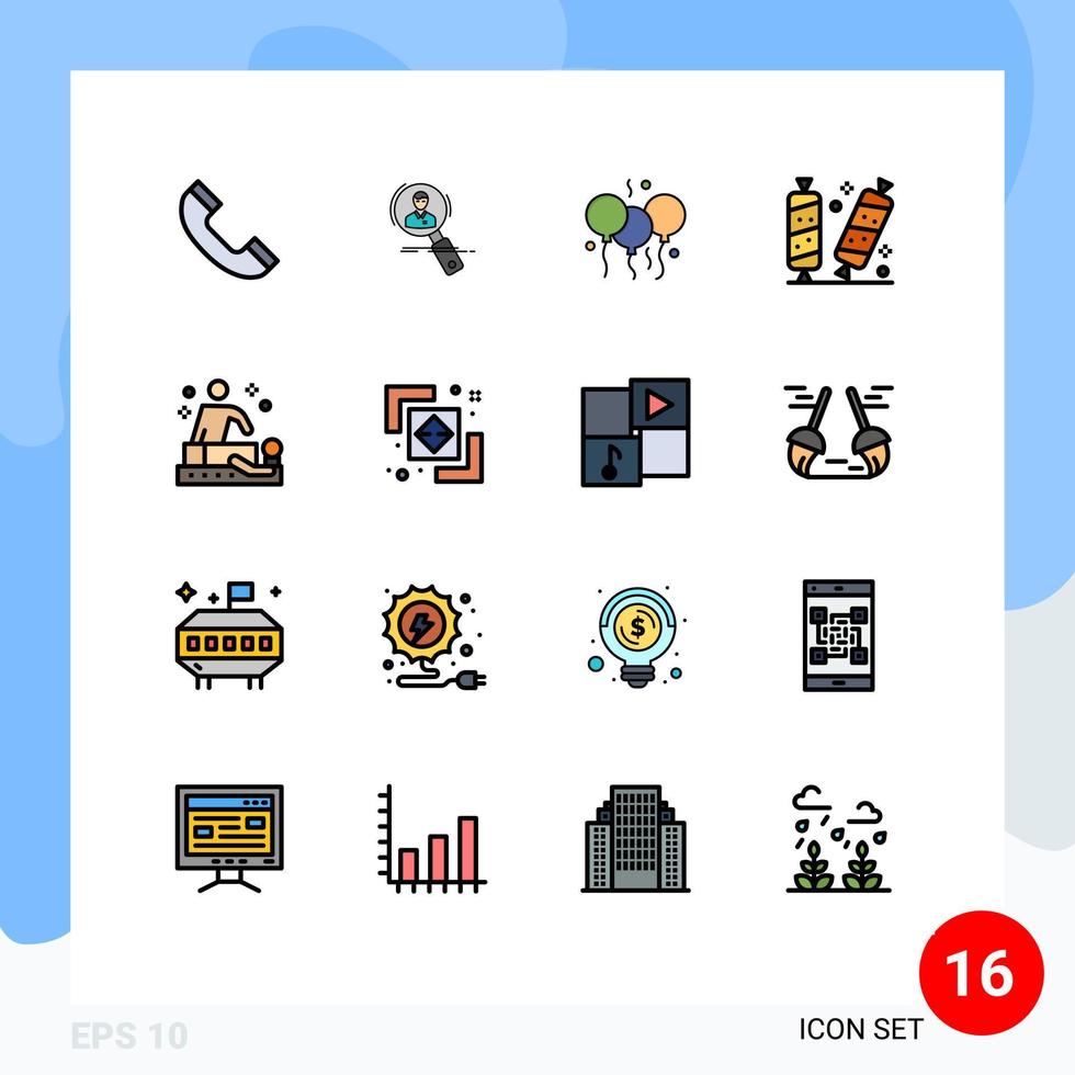 16 universell platt Färg fylld rader uppsättning för webb och mobil tillämpningar socker jul Resurser godis bloone redigerbar kreativ vektor design element