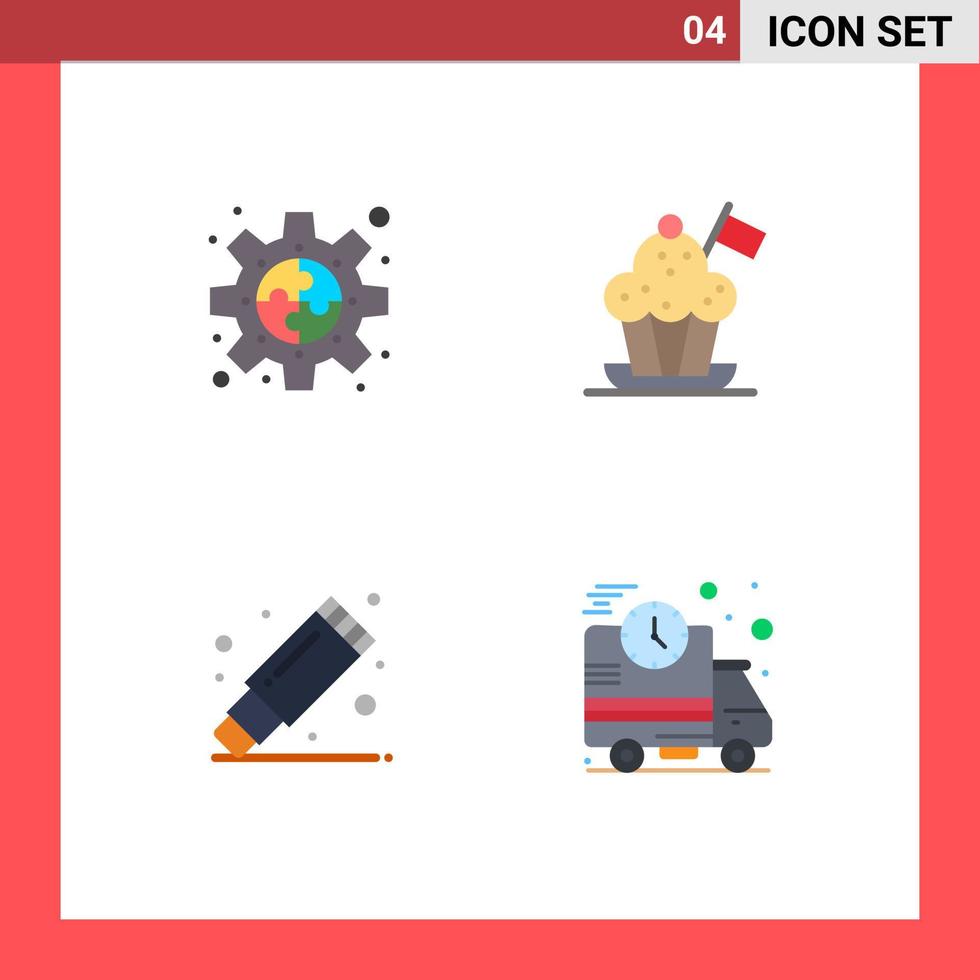 platt ikon packa av 4 universell symboler av ansluta flagga plugin kock hatt remover redigerbar vektor design element