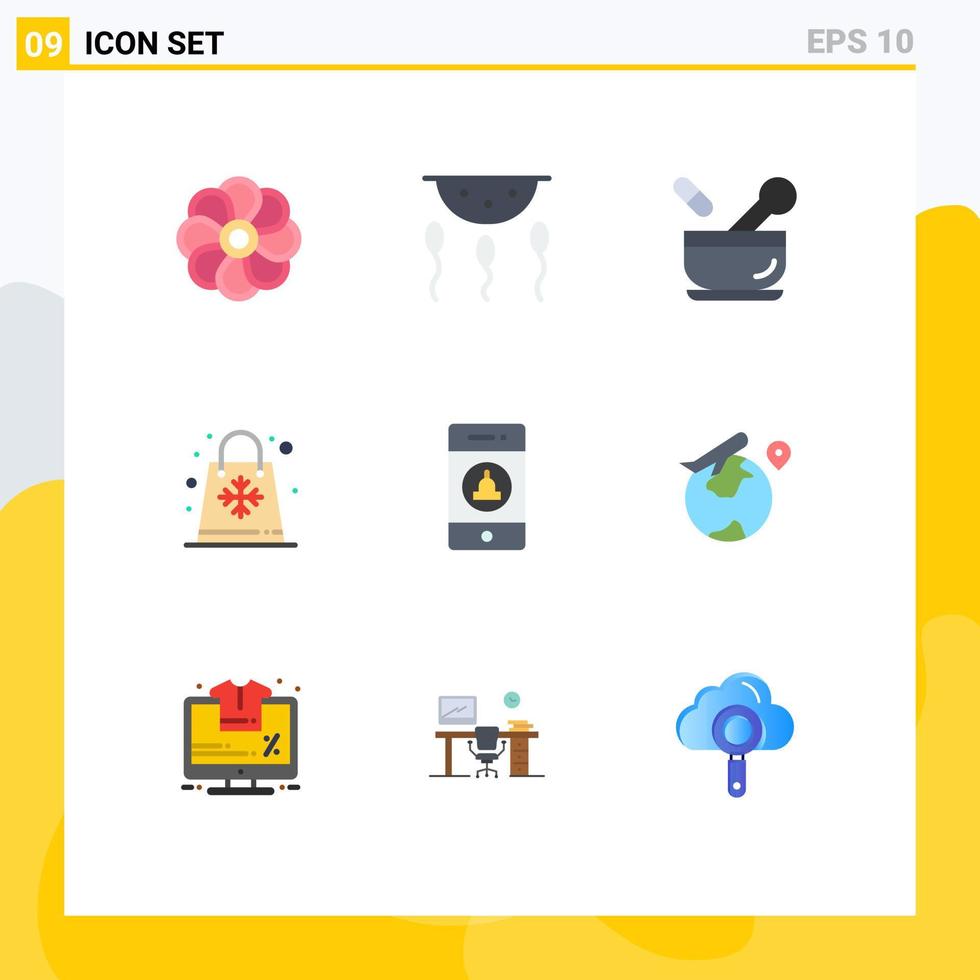 mobil gränssnitt platt Färg uppsättning av 9 piktogram av handla säsong bearbeta försäljning soppa redigerbar vektor design element