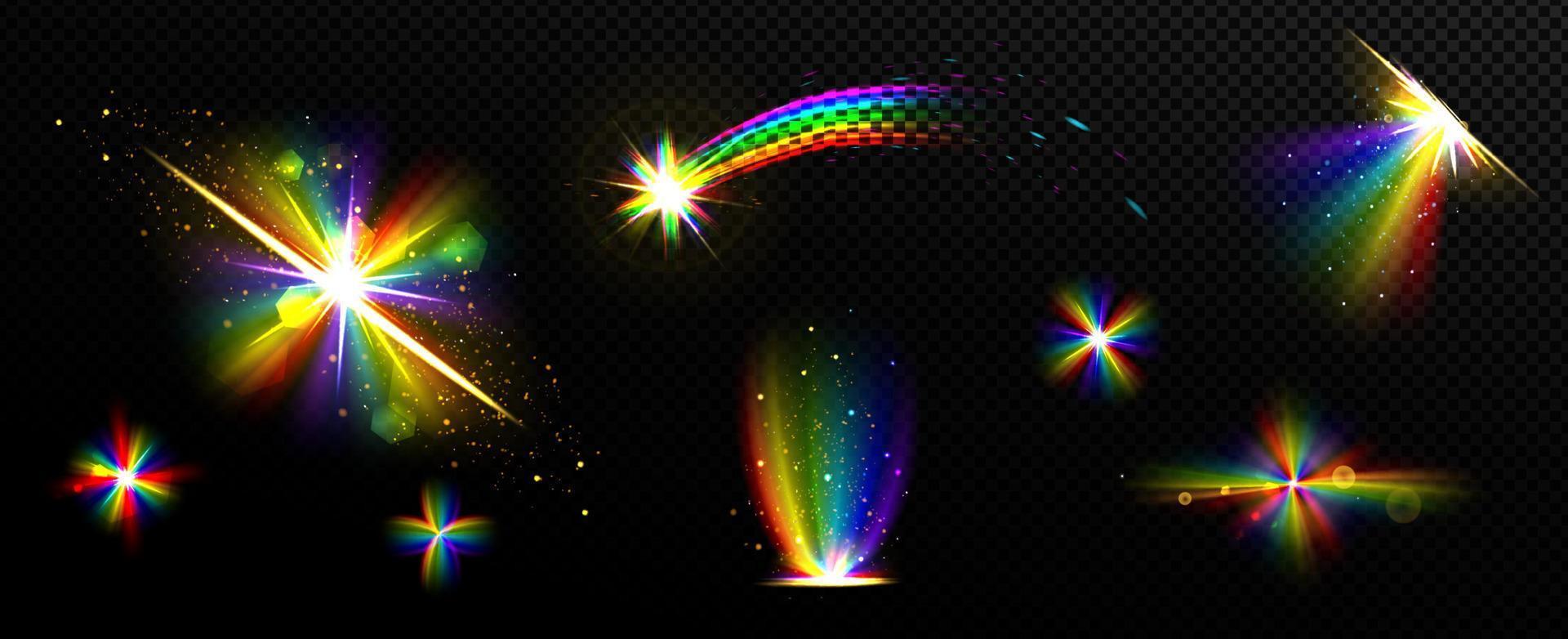 regnbåge kristall ljus, prisma blossa reflexion lins vektor
