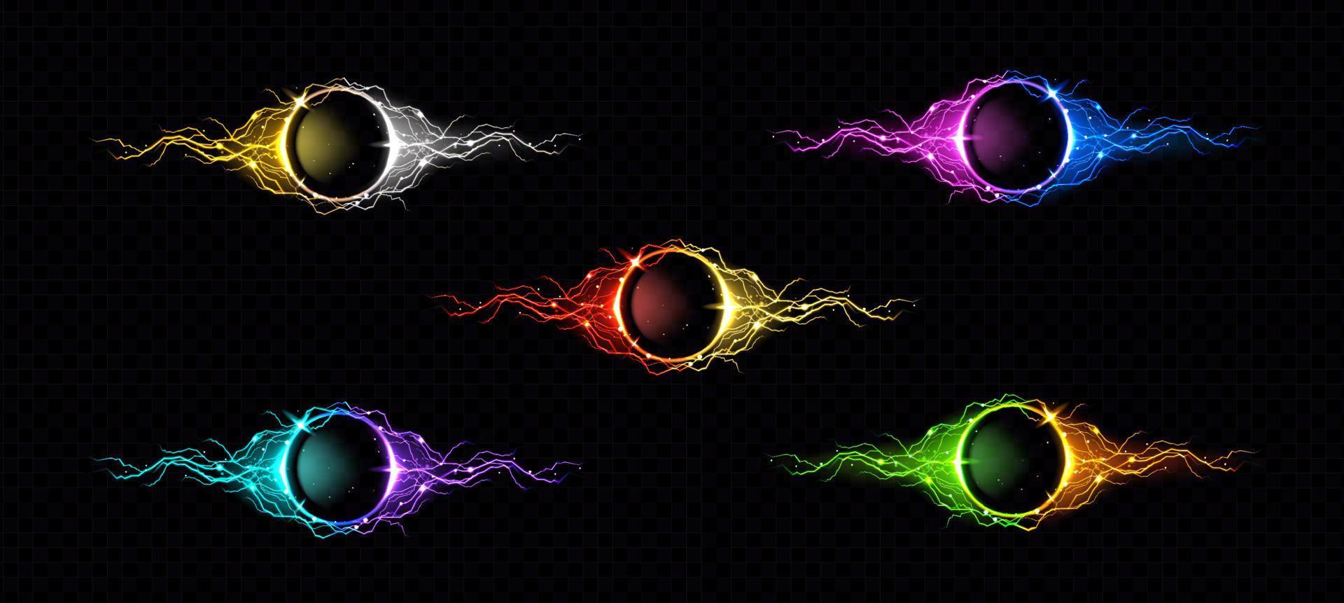 elektrisk blixt- ringa med Färg glöd effekt vektor