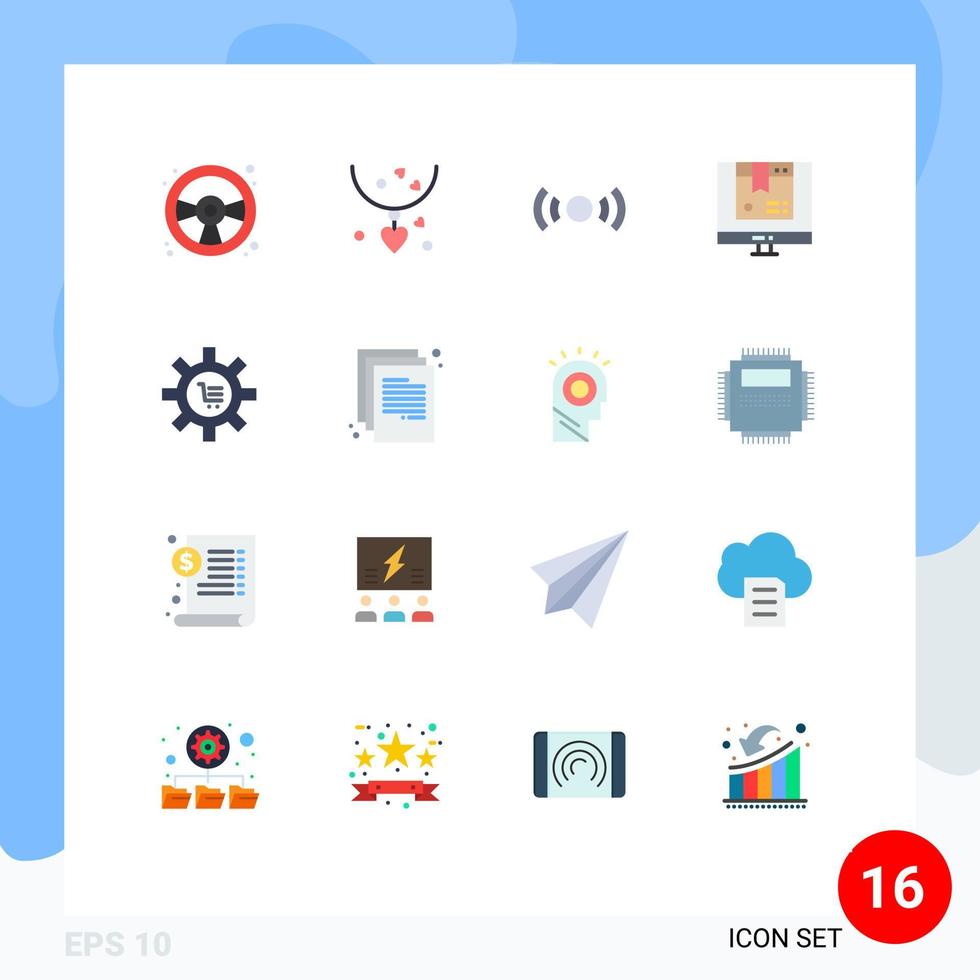 modern uppsättning av 16 platt färger och symboler sådan som valentine produkt grundläggande dator ux redigerbar packa av kreativ vektor design element