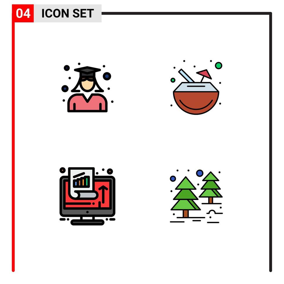 redigerbar vektor linje packa av 4 enkel fylld linje platt färger av utbildning Diagram skola karneval marknadsföring redigerbar vektor design element