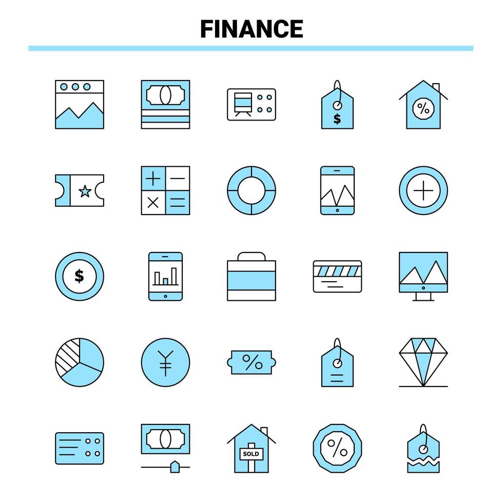 25 finanzieren schwarz-blaues Icon-Set kreatives Icon-Design und Logo-Vorlage vektor