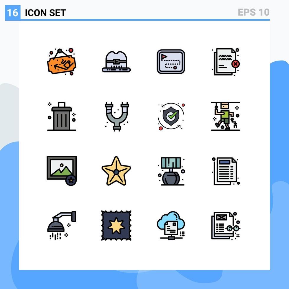 platt Färg fylld linje packa av 16 universell symboler av annullera överföra punkt säkerhet fil redigerbar kreativ vektor design element