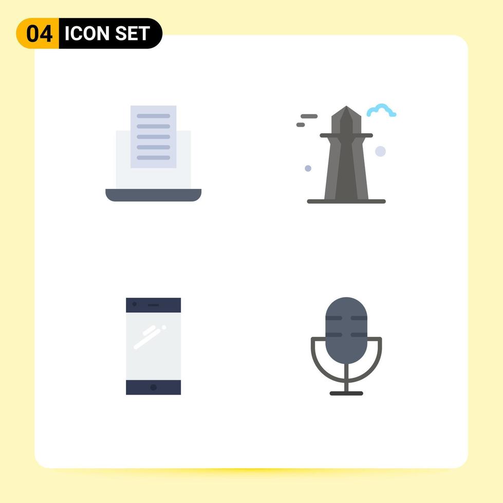 mobil gränssnitt platt ikon uppsättning av 4 piktogram av bärbar dator mobil kanada byggnad iphone redigerbar vektor design element