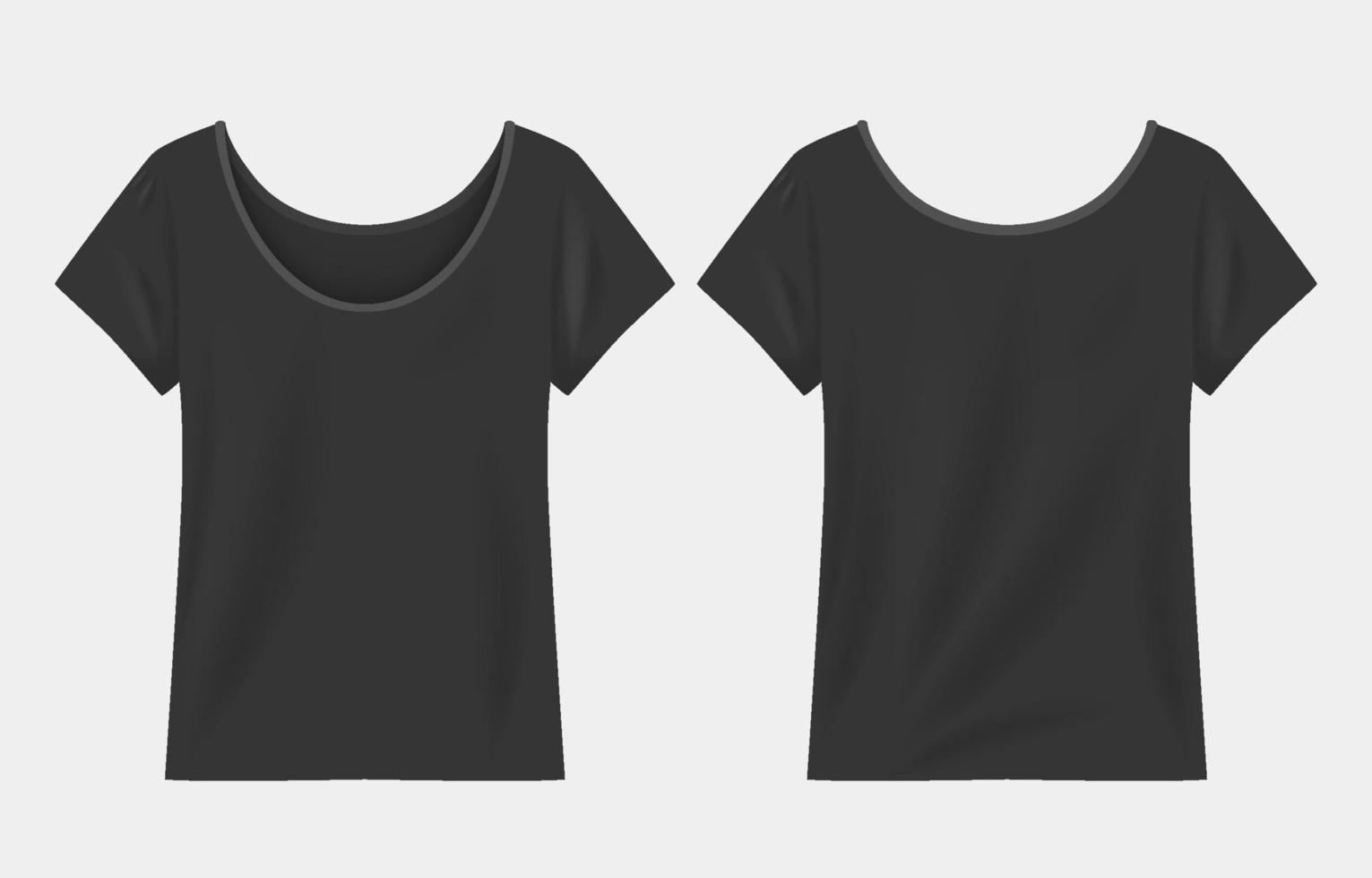 realistisches schwarzes abgerundetes t-shirt-modell vektor
