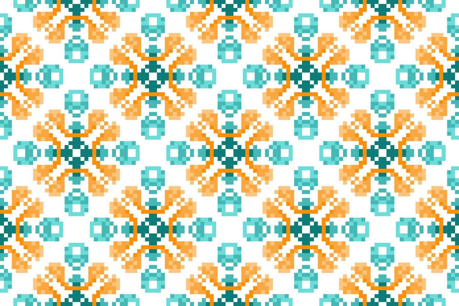 ikat ethnisches nahtloses musterdekorationsdesign. aztekischer stoffteppich boho mandalas textildekor tapete. Stammes- einheimisches Motiv verziert traditionelle Stickereivektorhintergrund-Pixelart vektor