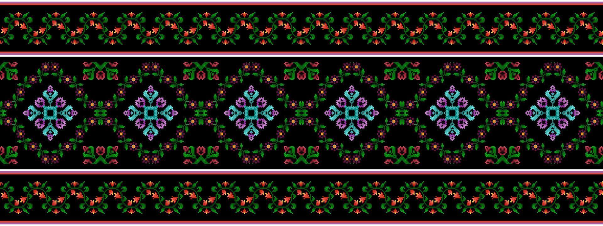 ikat etnisk sömlös mönster dekoration design. aztec tyg matta boho mandalas textil- dekor tapet. stam- inföding motiv ornament traditionell broderi vektor bakgrund pixel stil