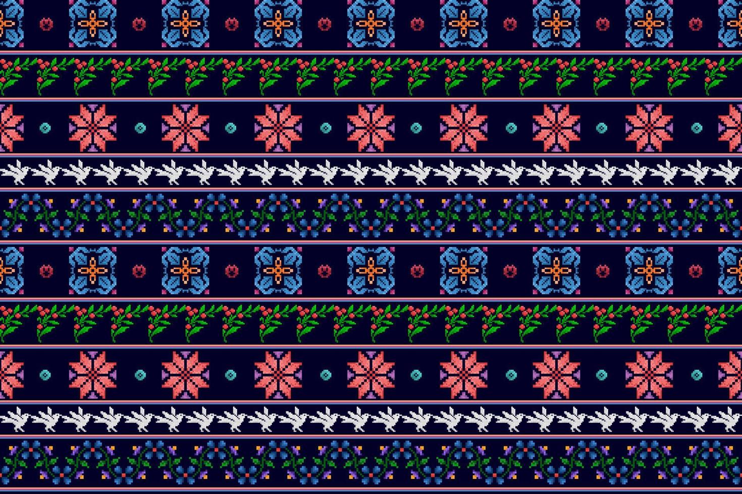 ikat etnisk sömlös mönster dekoration design. aztec tyg matta boho mandalas textil- dekor tapet. stam- inföding motiv ornament traditionell broderi vektor bakgrund pixel stil