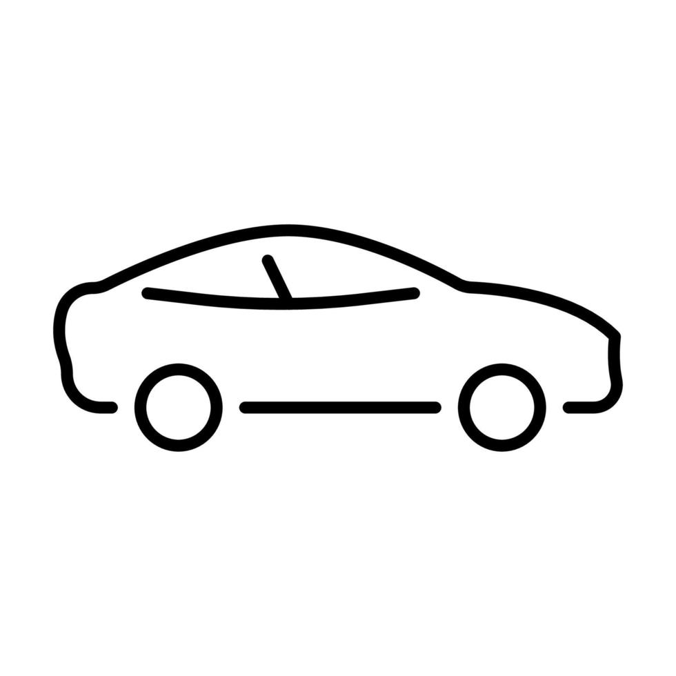 Symbol für die Transportlinie des Fahrzeugs. moderne Form des Autozeichens. Auto in Seitenansicht lineares Piktogramm. Umrisssymbol für den Transport von Automobillimousinen. editierbarer Strich. isolierte Vektorillustration. vektor