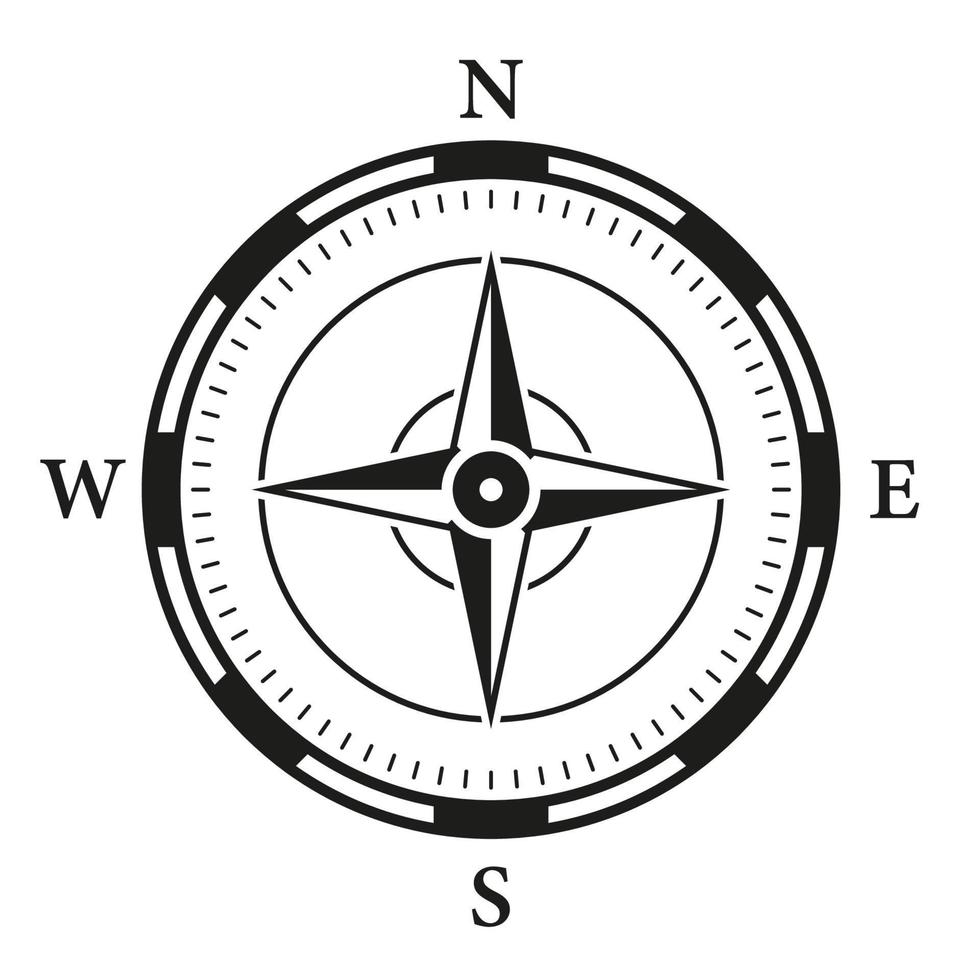 abenteuer richtungspfeil nach norden südwesten osten orientierung navigator modernes zeichen. Kompass-Karten-Silhouette-Symbol. Glyphen-Piktogramm für die Retro-Ausrüstung der Rosenwind-Navigation. isolierte Vektorillustration. vektor