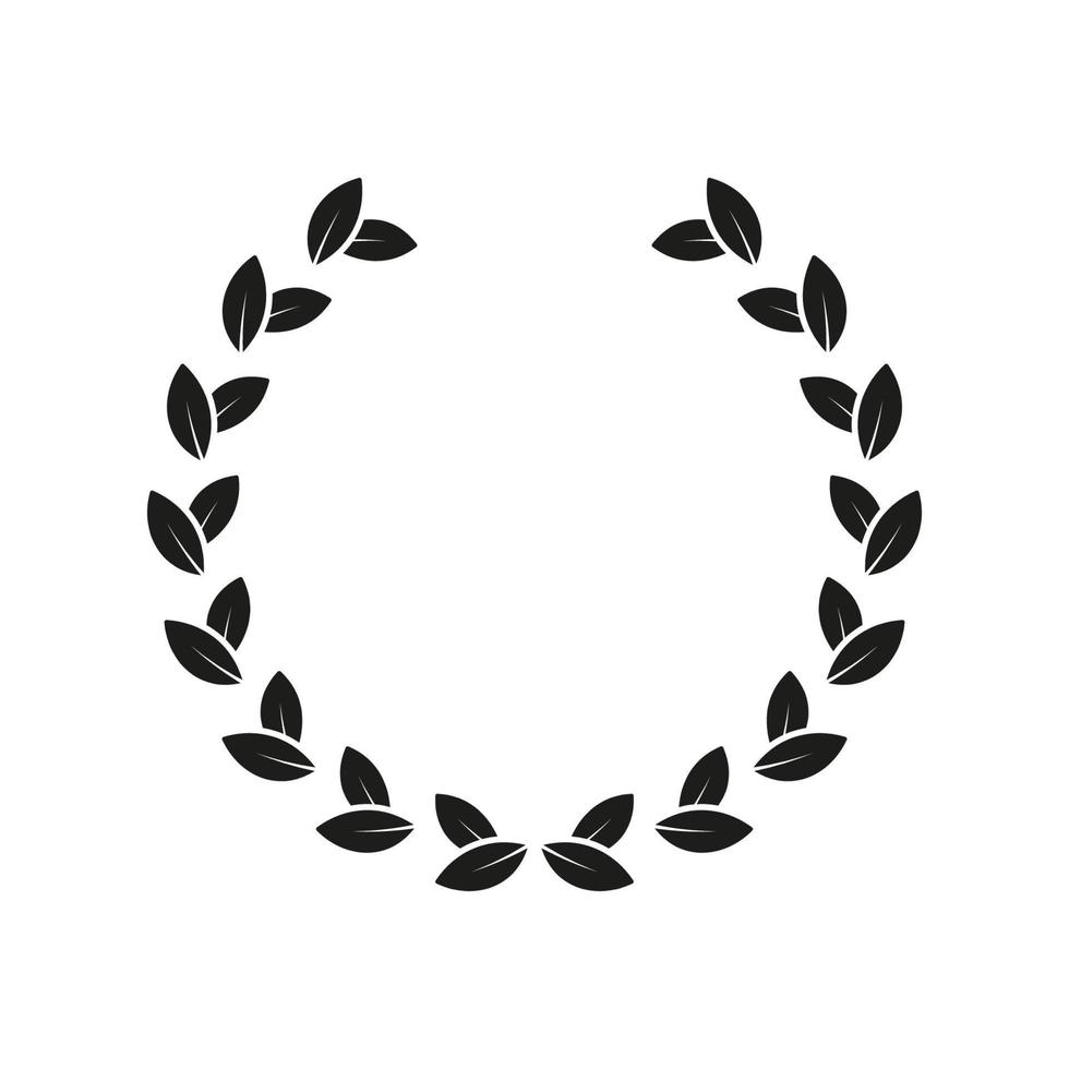 laurel krans pris svart silhuett ikon. oliv löv gren trofén för ledare glyf piktogram. kransen runda tilldela för vinnare emblem. blad kvist seger symbol. isolerat vektor illustration.