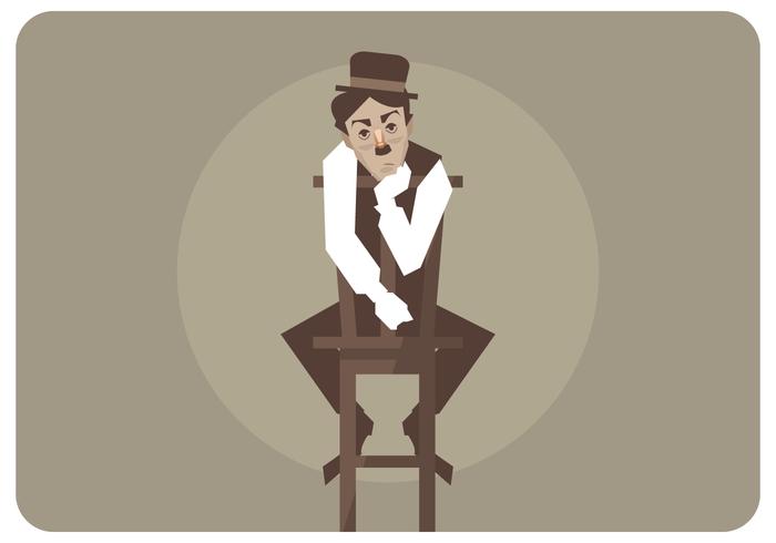 Charlie Chaplin Sittande i stolen Vector