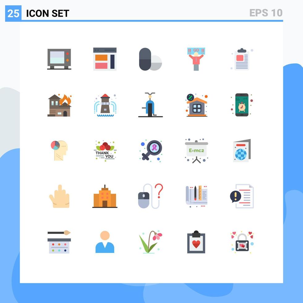 satz von 25 flachen vektorfarben auf raster für architektur zwischenablage pillen geschäftsunterstützung editierbare vektordesignelemente vektor