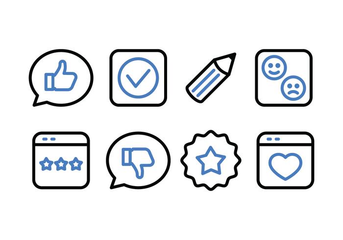 Vittnesmål och feedback Icon Pack vektor