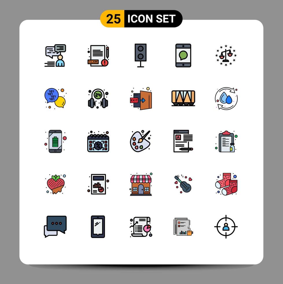 moderner Satz von 25 gefüllten flachen Farben Piktogramm von mobilen Geräten Geräte Kommunikationstechnologie editierbare Vektordesign-Elemente vektor