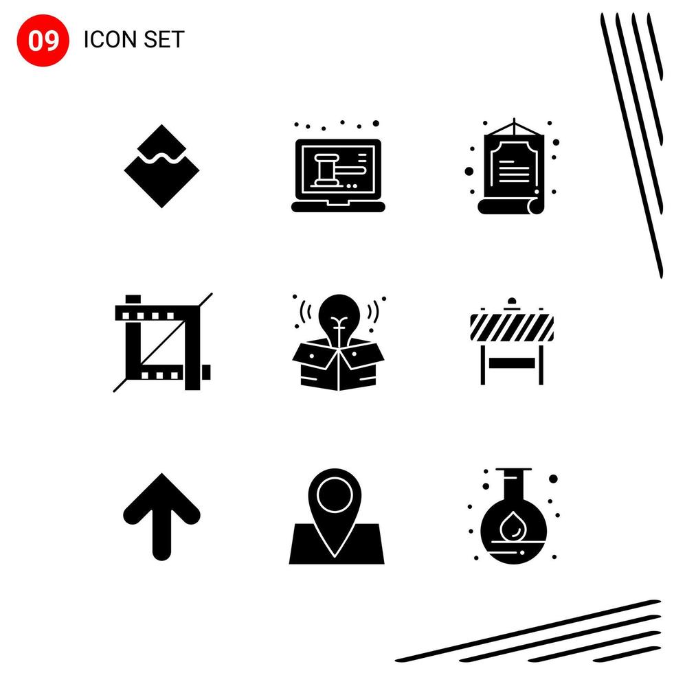 Sammlung von 9 Vektorsymbolen im soliden Stil Pixel perfekte Glyphensymbole für Web und mobile solide Symbolzeichen auf weißem Hintergrund 9 Symbole vektor