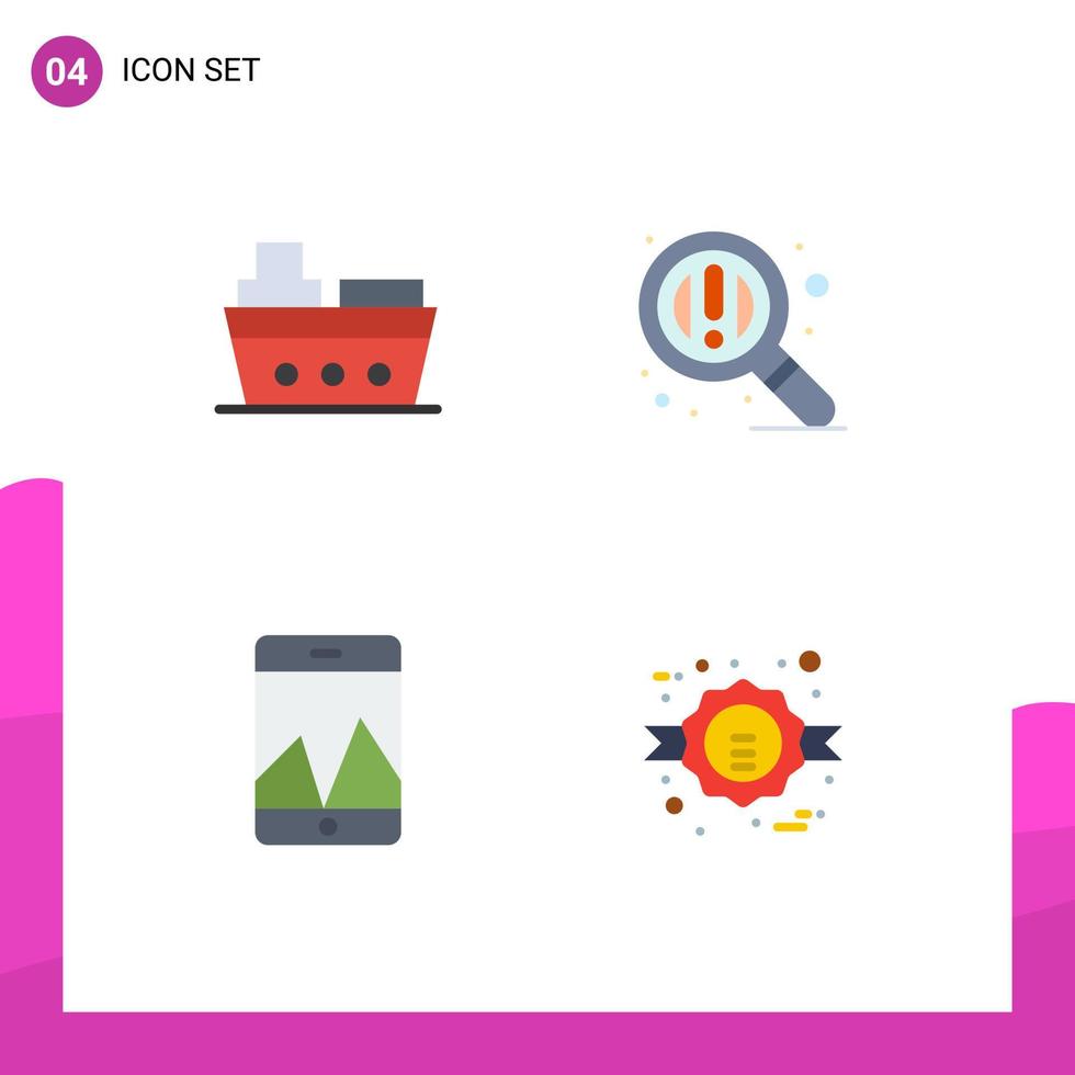 packa av 4 kreativ platt ikoner av båt smartphone fordon zoom handel redigerbar vektor design element