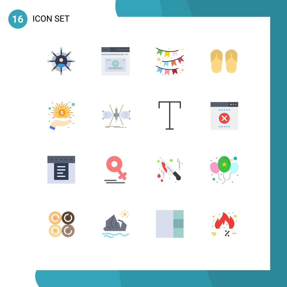 platt Färg packa av 16 universell symboler av pengar kontanter flagga företag fot redigerbar packa av kreativ vektor design element