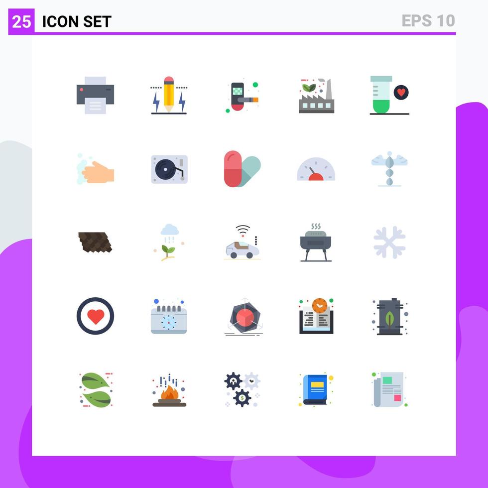 25 universell platt färger uppsättning för webb och mobil tillämpningar hållbar eco ljus klotter låsa redigerbar vektor design element